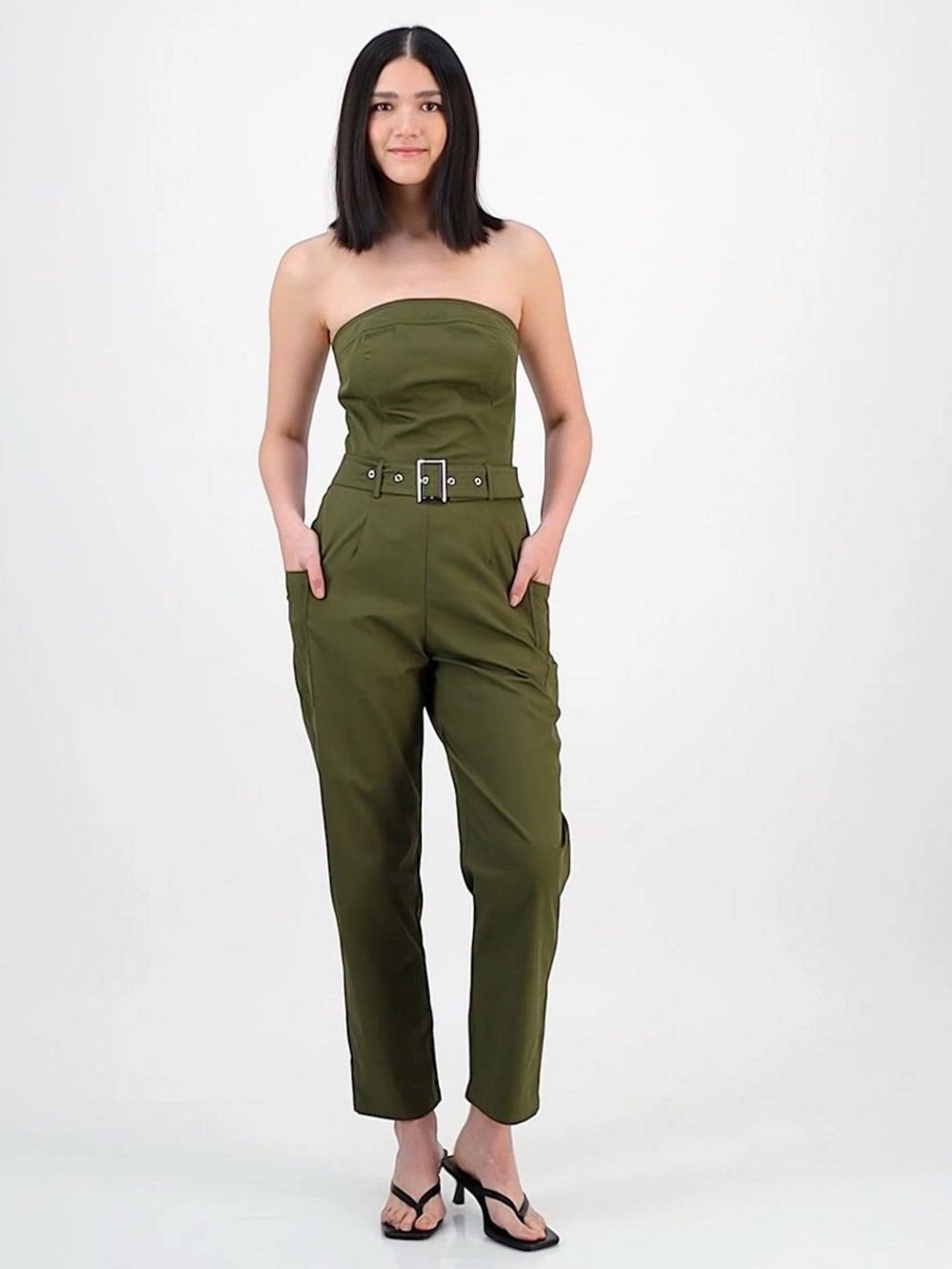 NWT Bar III Strapless Belted Utility Jumpsuit